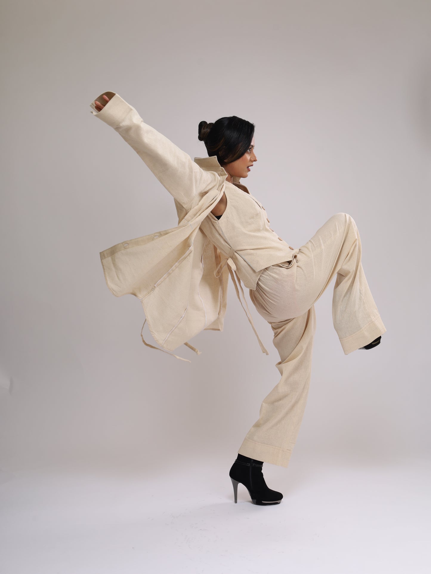 CO-ORDS (SET OF 3) - OVERSIZED SHIRT + TAILORED WAISTCOAT & PYJAMA TROUSER