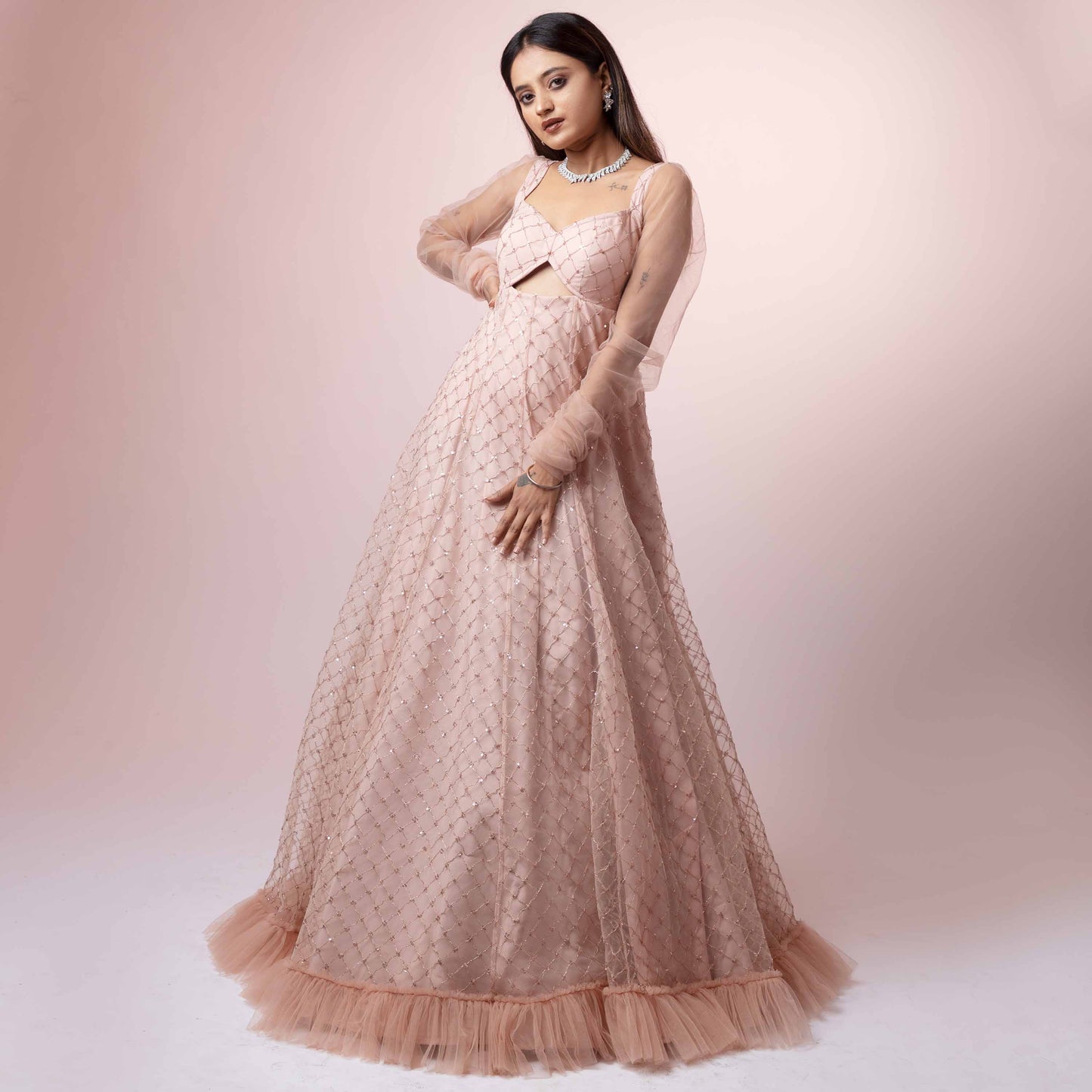 ROMANTICIZE'S ROSE GOLD SEQUENCE GOWN