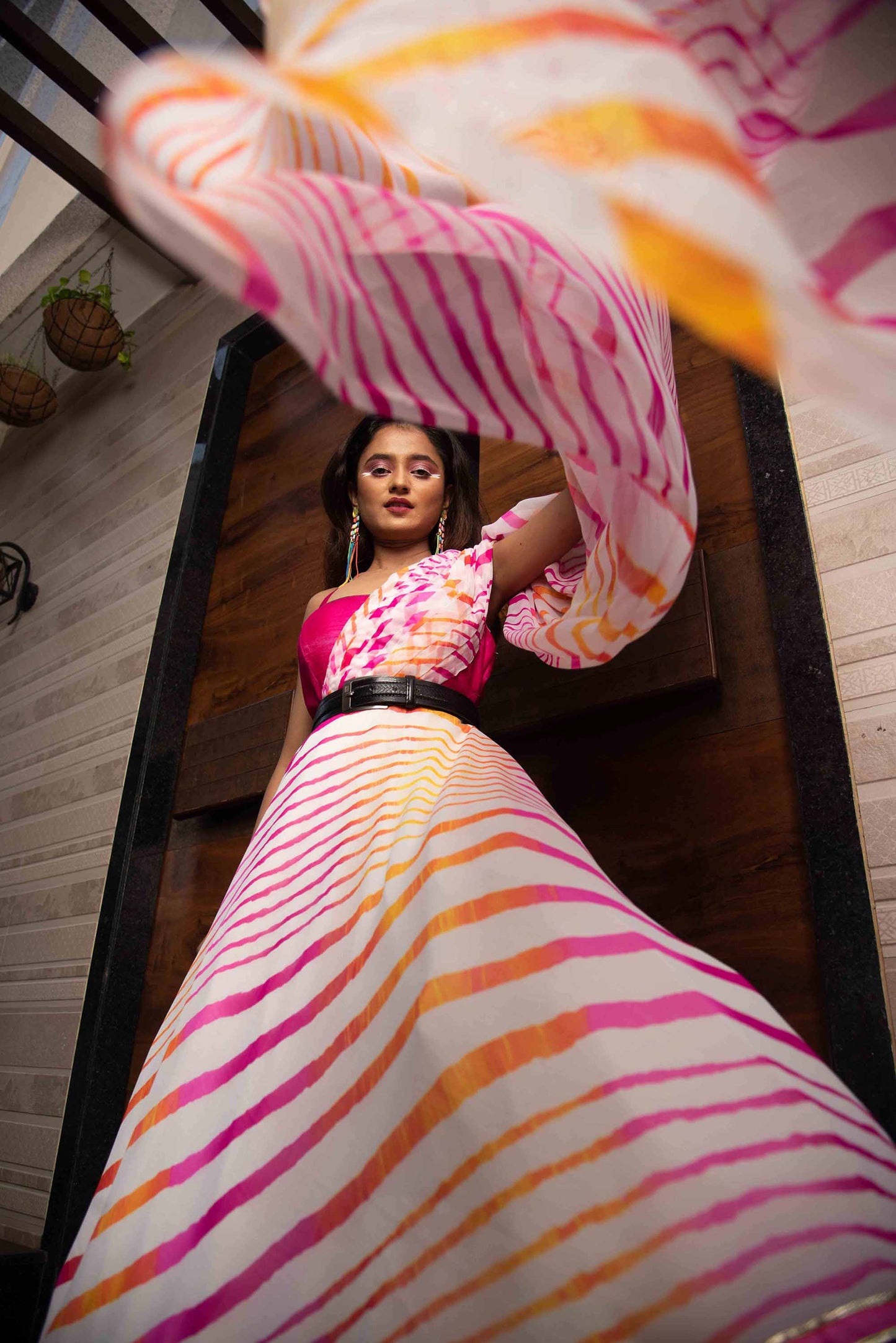 A LA MODE HERITAGE'S PINK LEHERIYA GOWN