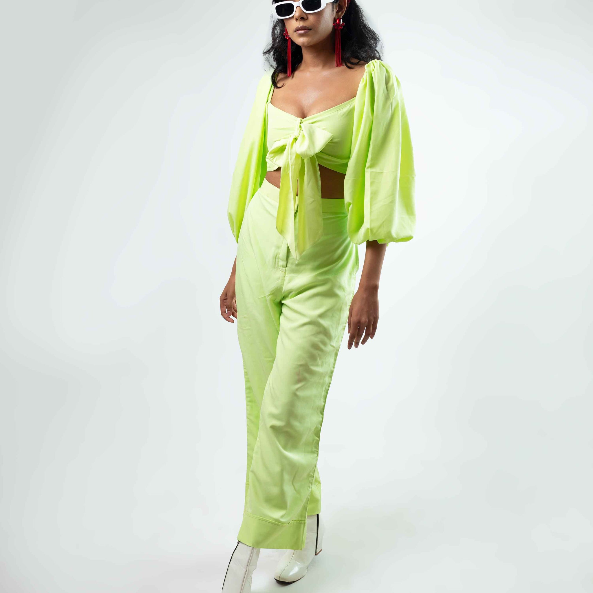DREAMY MINT TIE KNOT TOP & HIGH WAISTED BOX PANTS