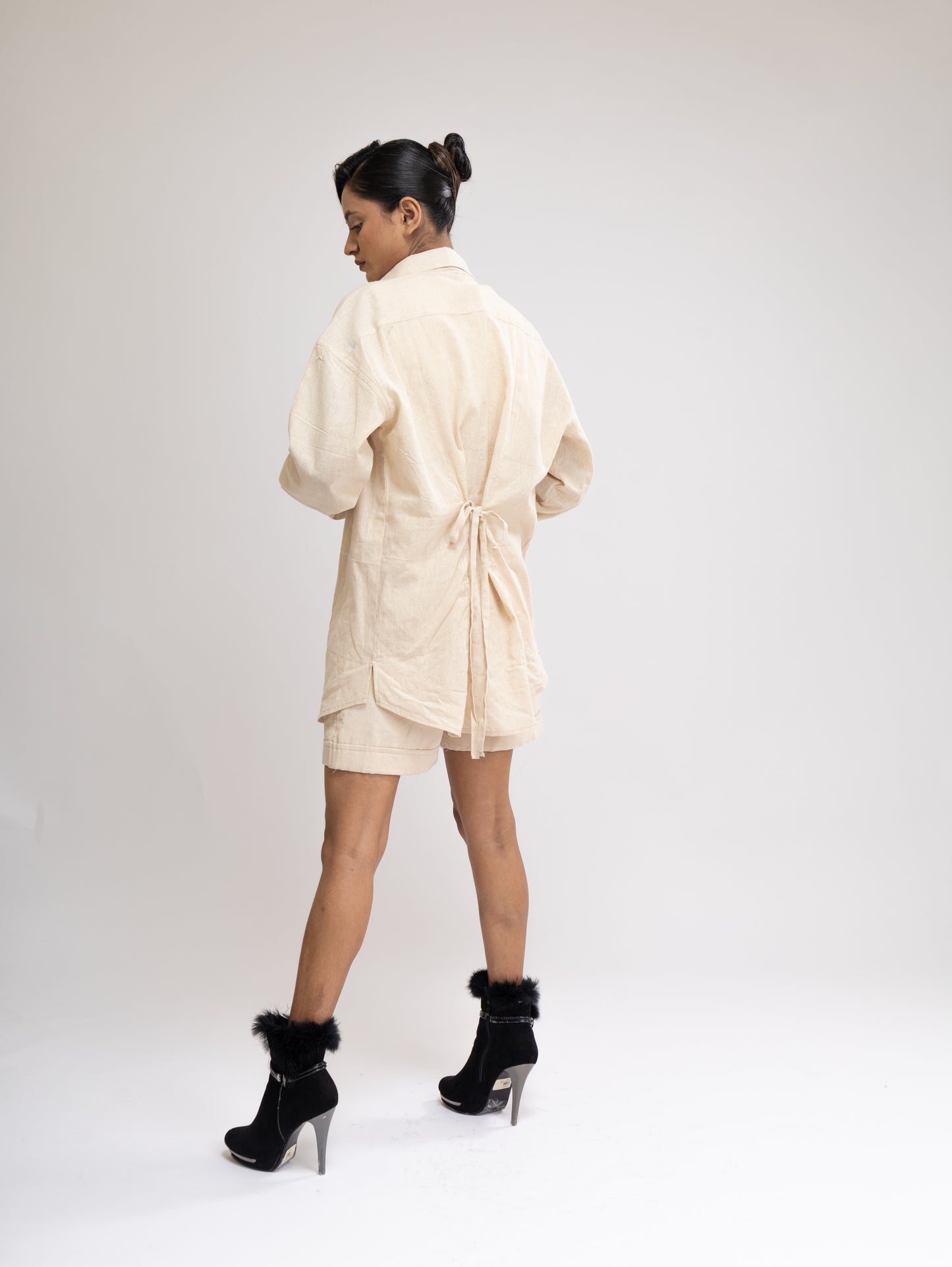 CO-ORDS (SET OF 3) -  OVERSIZED SHIRT + TAILORED WAISTCOAT & BERMUDA SHORTS