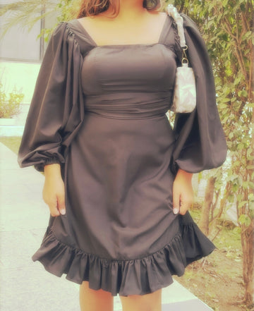 Unnati's DREAMY JET BLACK  RUFFLE  ROBE