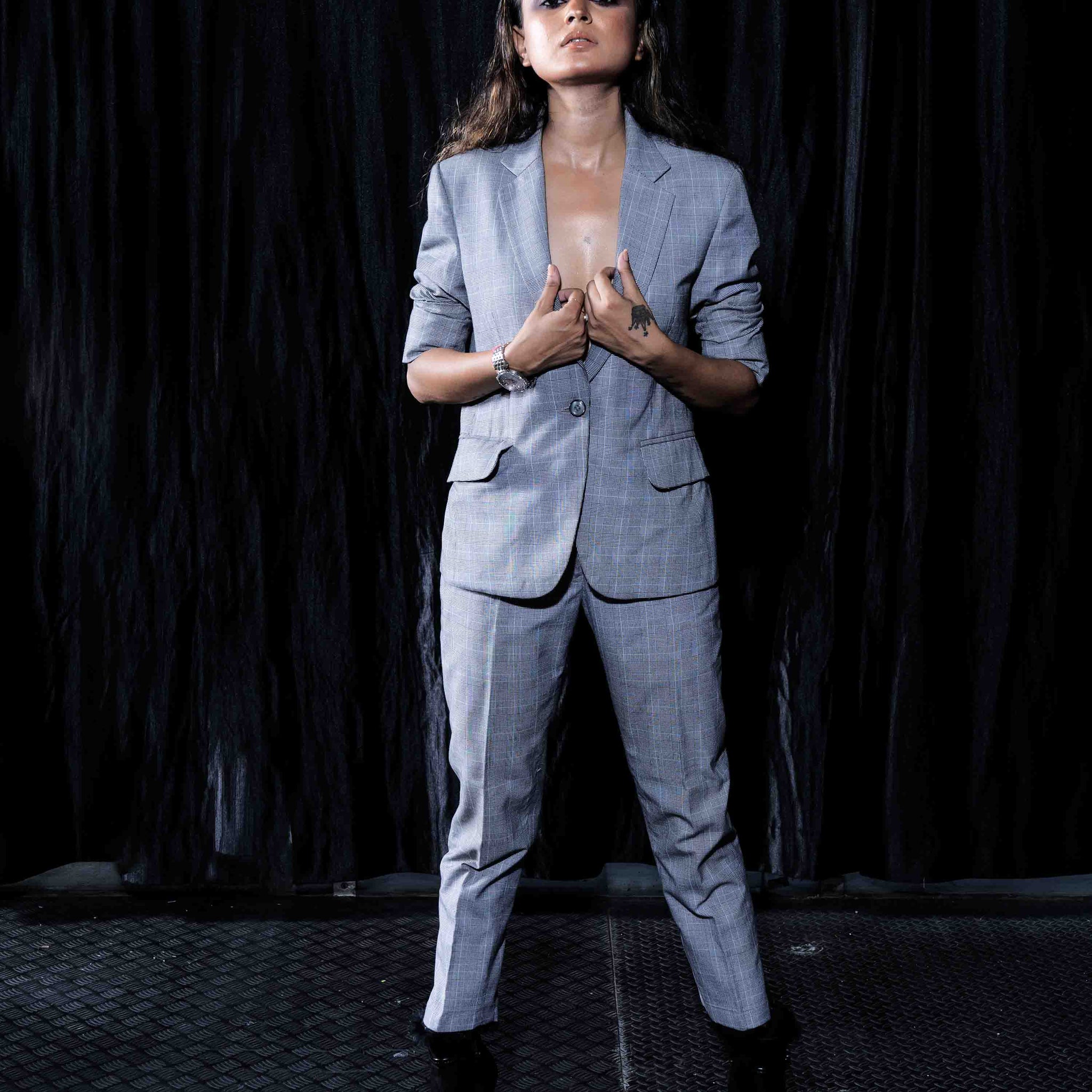 ATA'S "PINSTRIPE SINGLE BREASTED POWER SUIT"