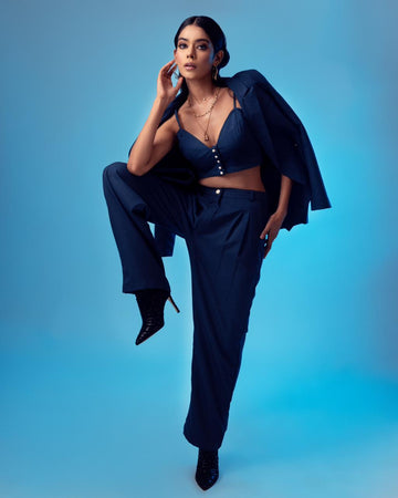 OH MY DENIM CO-ORD SET OF 3 (CORSET + TROUSER & BLAZER )