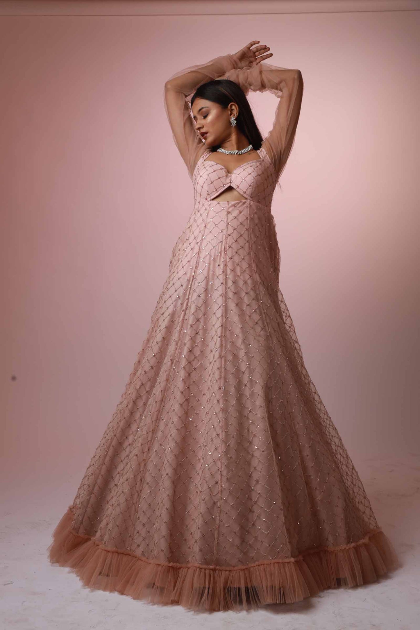 ROMANTICIZE'S ROSE GOLD  SEQUENCE GOWN